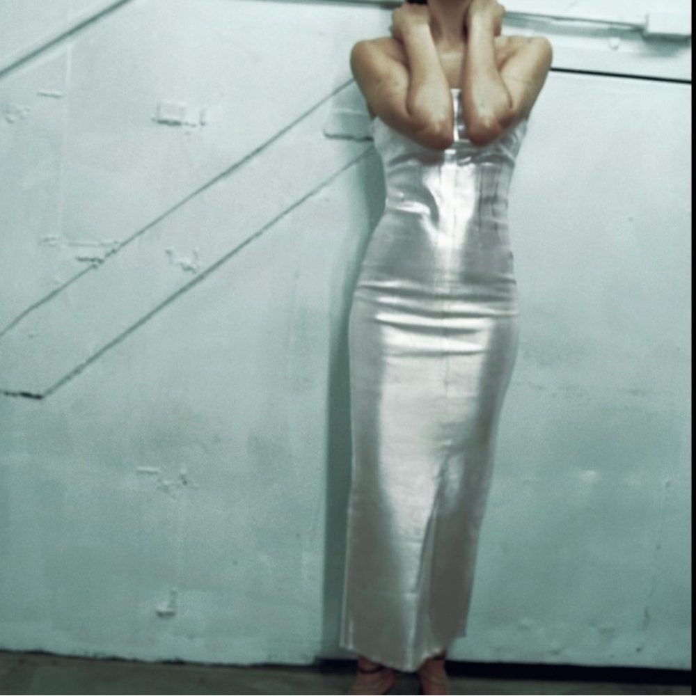 *New W/Tags| Zara Metallic Strapless Dress